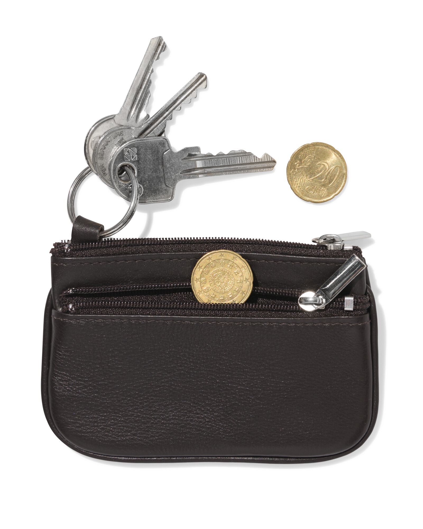 &eacute;tui porte-cl&eacute;s en cuir marron - 18150054 - HEMA