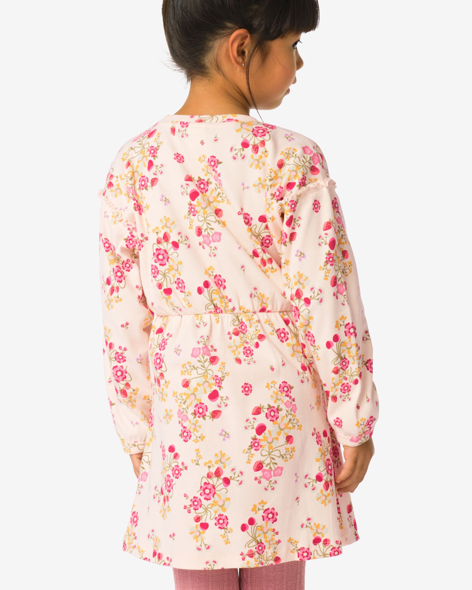 kinderjurk rib bloemen ecru ecru - 30828700ECRU - HEMA