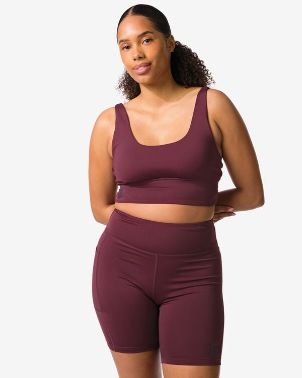 sportbh light support zonder beugel bordeauxrood bordeauxrood - 21700346BURGUNDYRED - HEMA