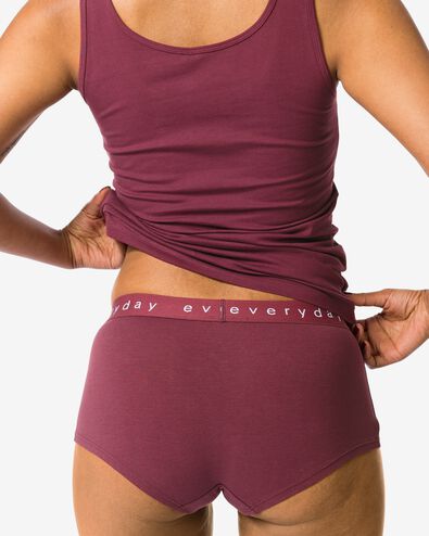 Damen-Boxershorts aus Baumwolle mit &bdquo;everyday&ldquo; auf dem Bund bordeauxrot - 19641425BURGUNDYRED - HEMA