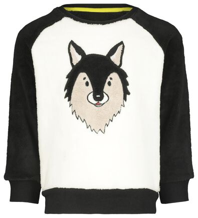 kinderpyjama fleece wolf zwart 110/116 - 23010505 - HEMA