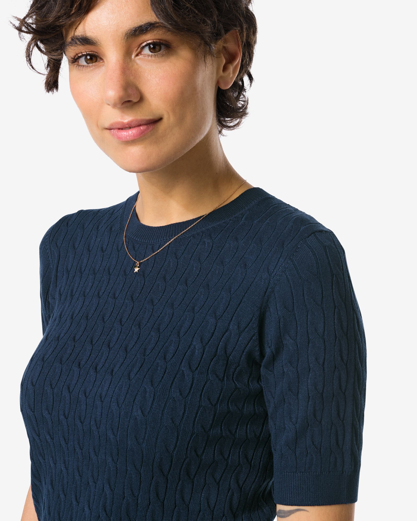 Damenpullover Fally, Zopfmuster dunkelblau dunkelblau - 36206320DARKBLUE - HEMA