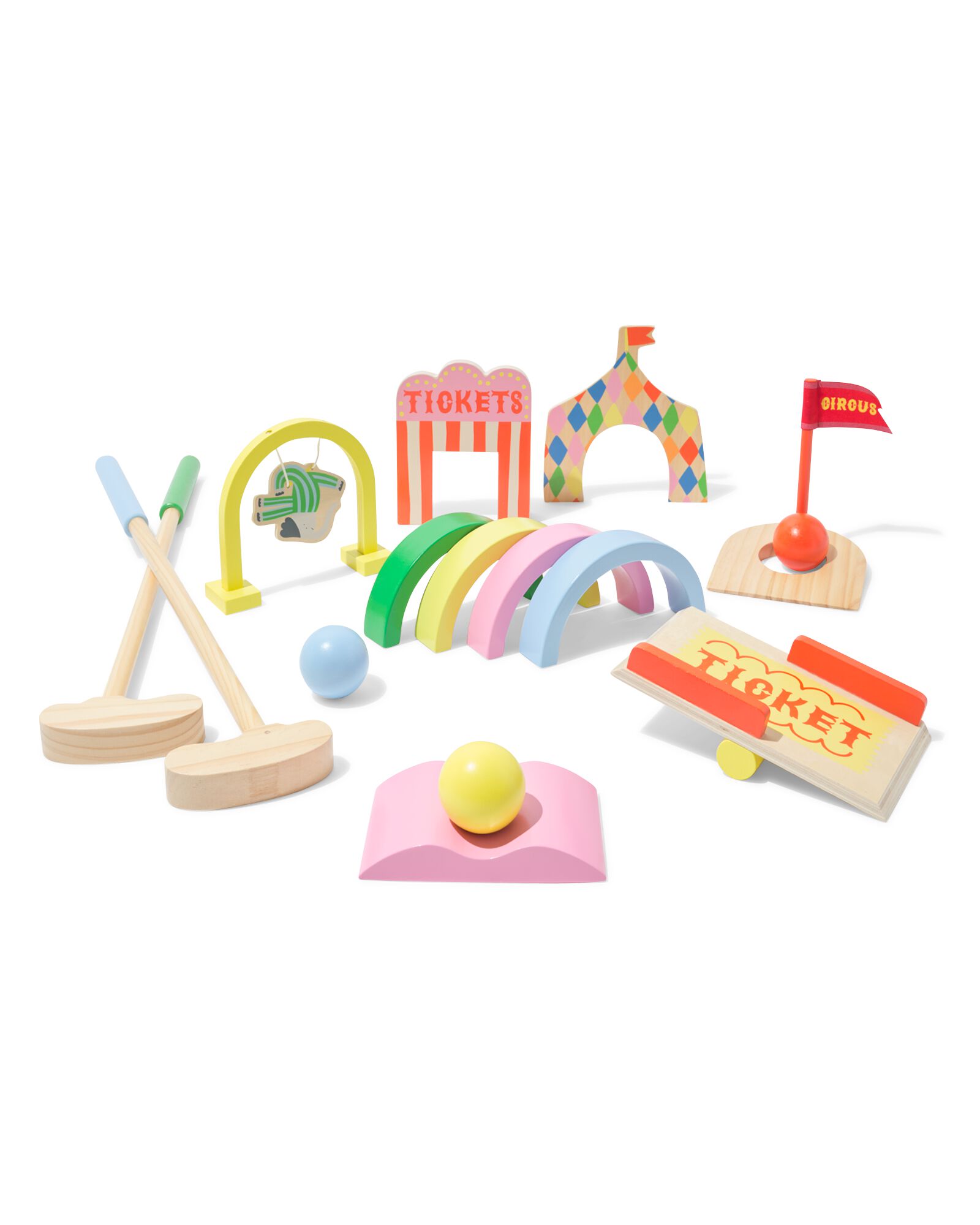 mini golfset hout circus - 15800092 - HEMA