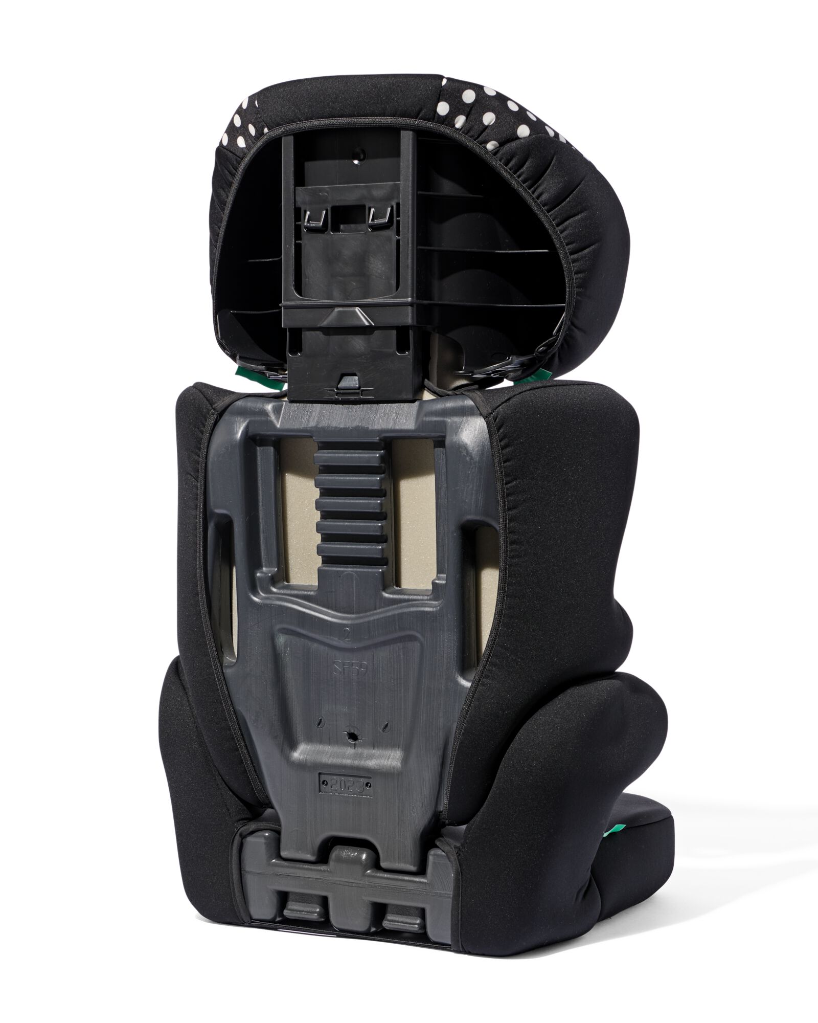 si&egrave;ge auto junior 106-150cm noir &agrave; pois blancs - 41770037 - HEMA