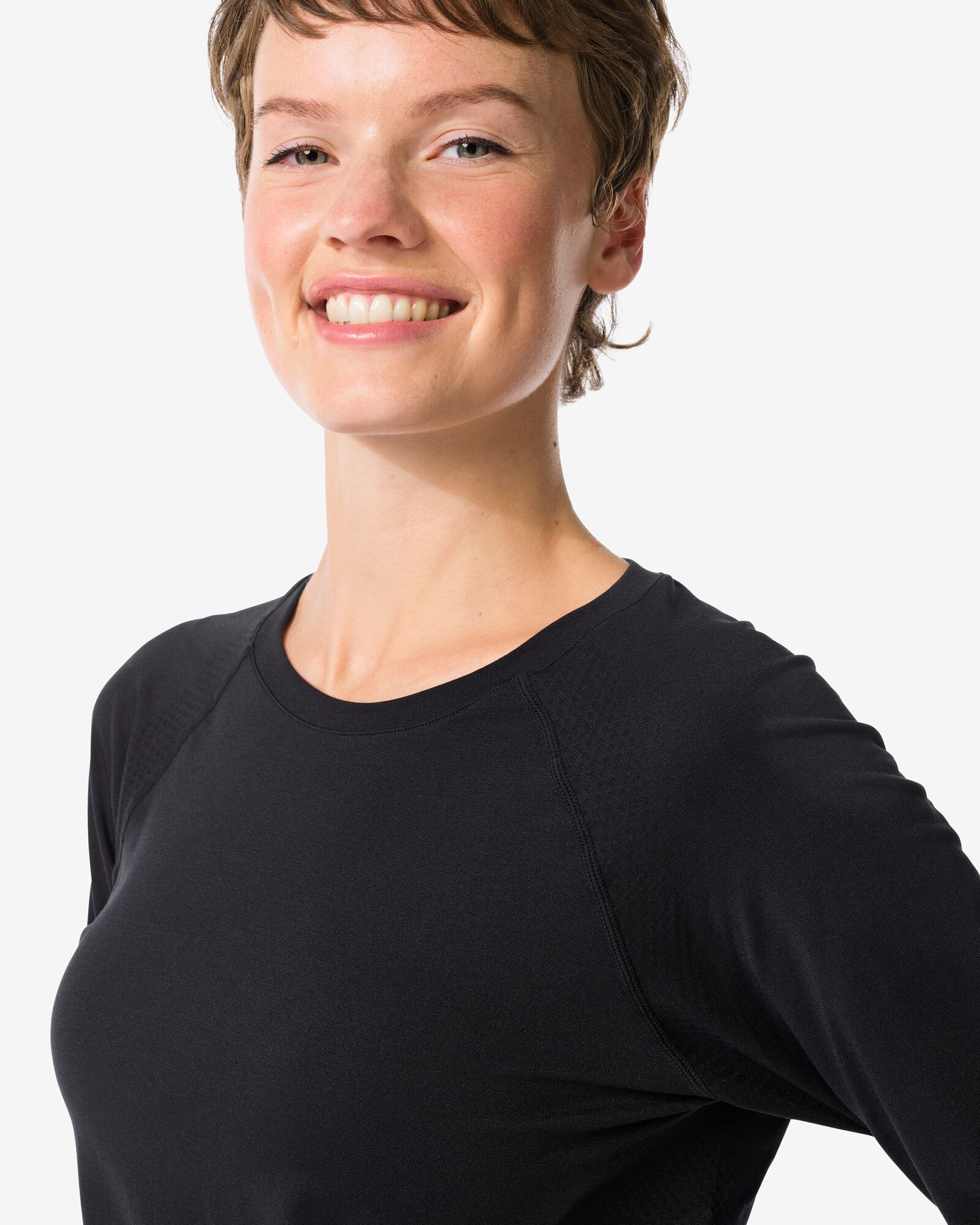 damessportshirt naadloos  zwart zwart - 36000035BLACK - HEMA