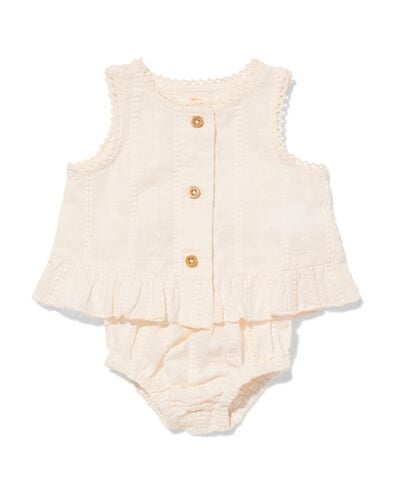 newborn kledingset geborduurd knopen volant ecru ecru - 33452820ECRU - HEMA