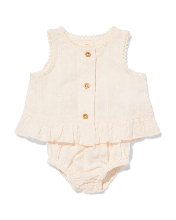 newborn kledingset geborduurd knopen volant ecru ecru - 33452820ECRU - HEMA