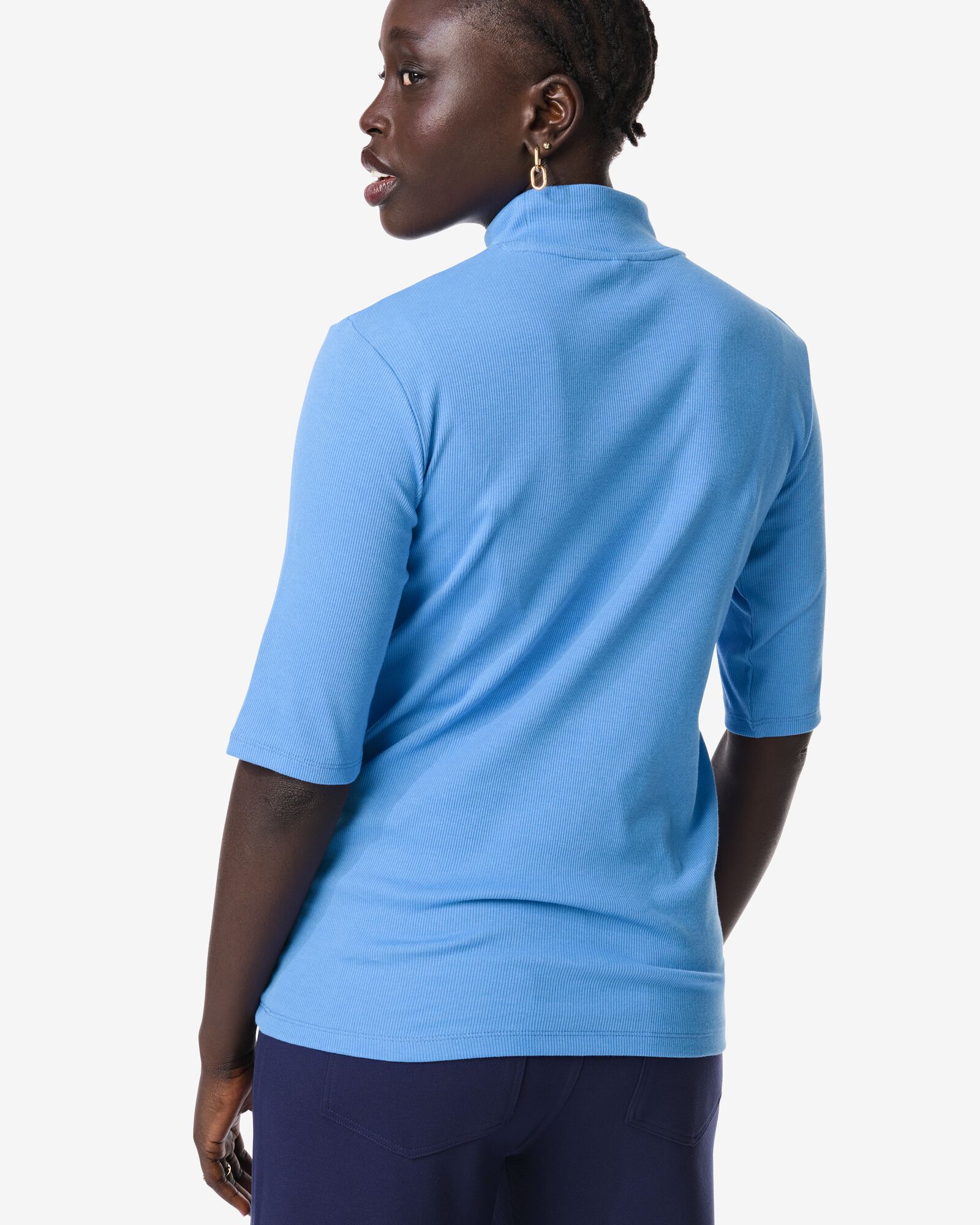 Damen-T-Shirt Clara, gerippt blau blau - 36207130BLUE - HEMA