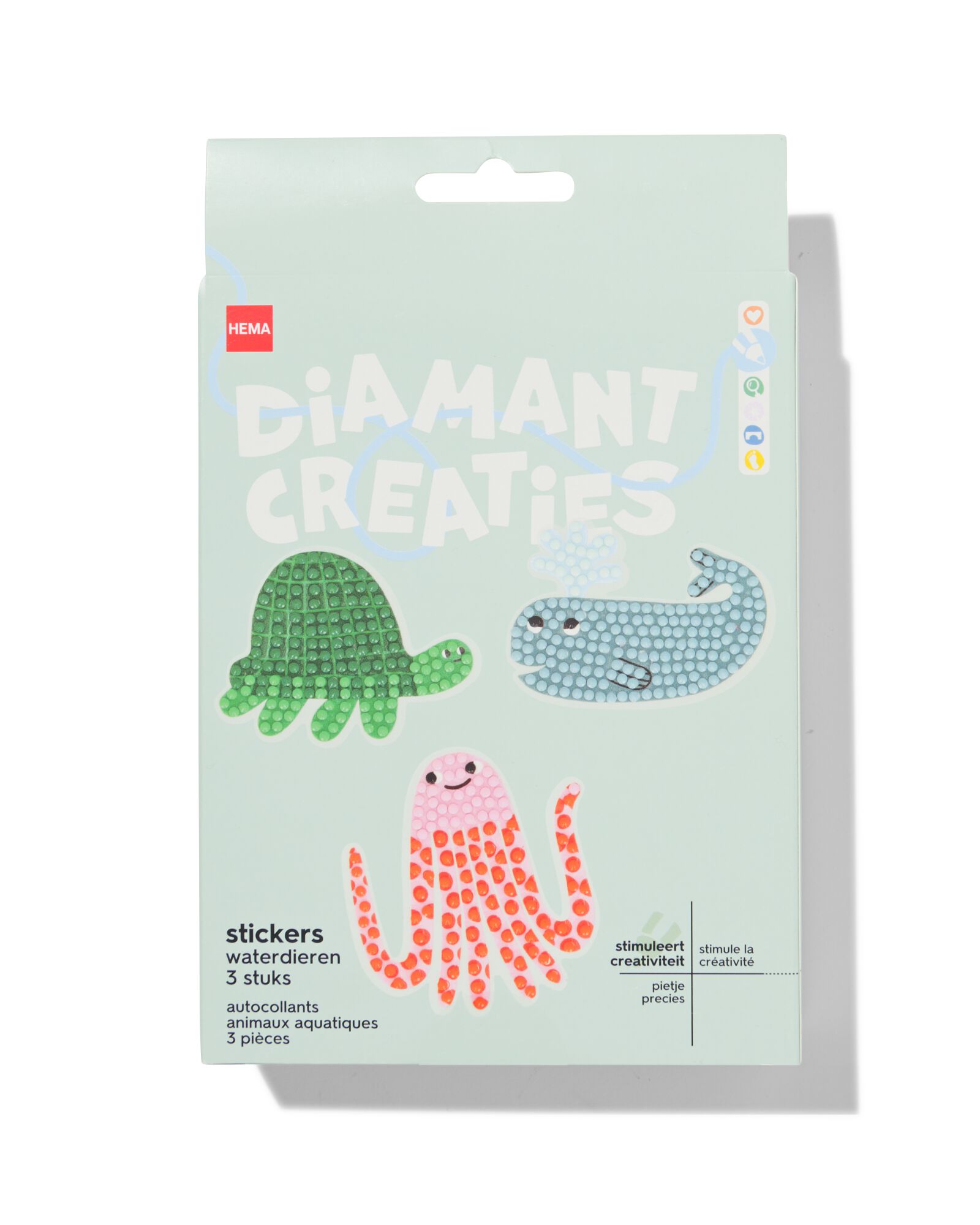 diamantcreaties stickers waterdieren - 3 stukis - 15900358 - HEMA