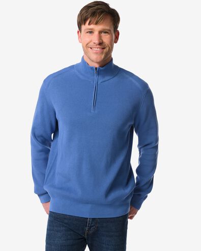 herentrui Kick rib middenblauw middenblauw - 2172030MIDBLUE - HEMA