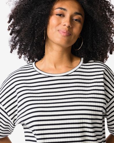 Damen T-Shirt Noel Streifen schwarz schwarz - 36239475BLACK - HEMA