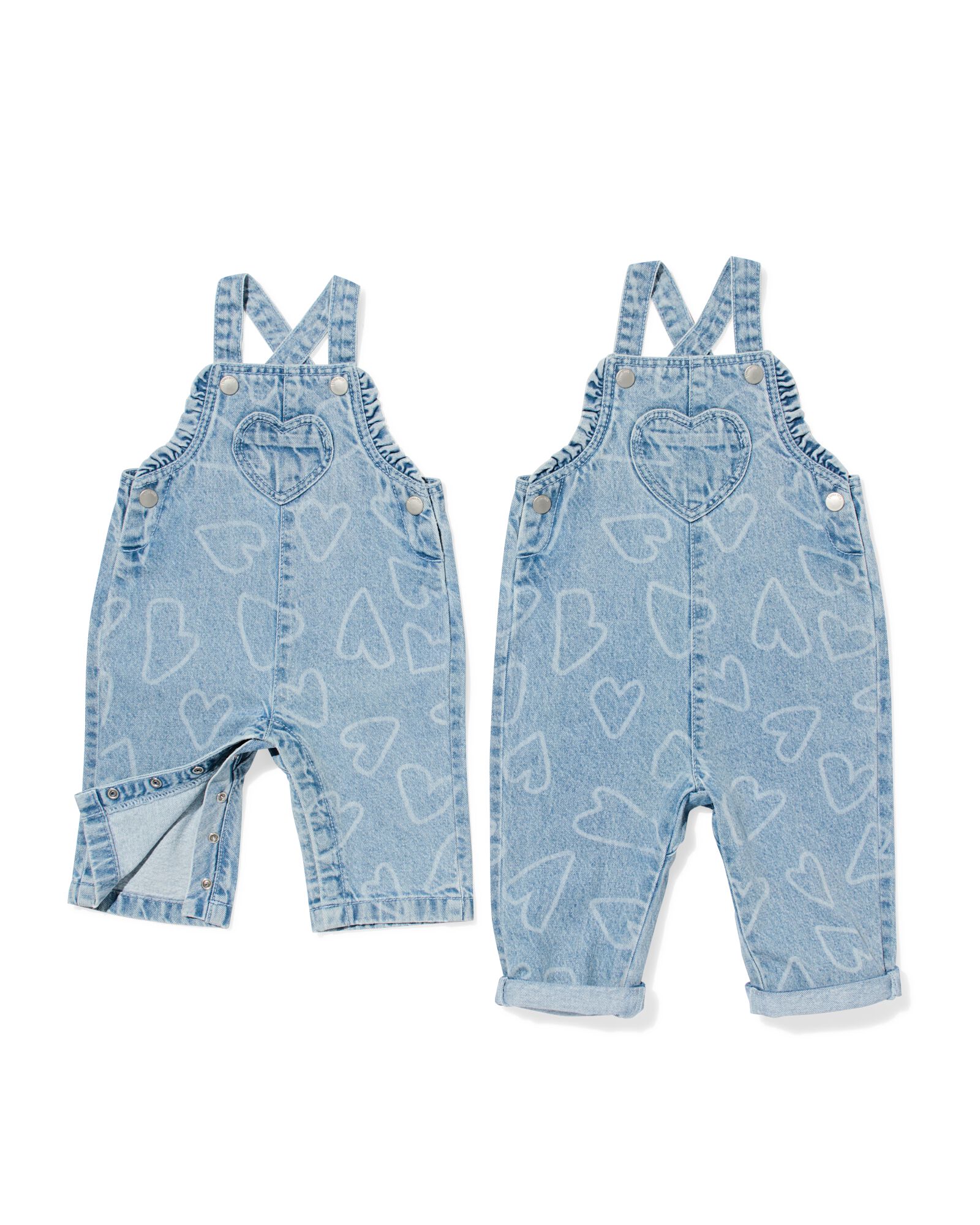 salopette b&eacute;b&eacute; jean c&oelig;urs denim - 33029070DENIM - HEMA