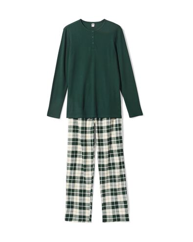 herenpyjama wafel flanel groen groen - 23675730GREEN - HEMA