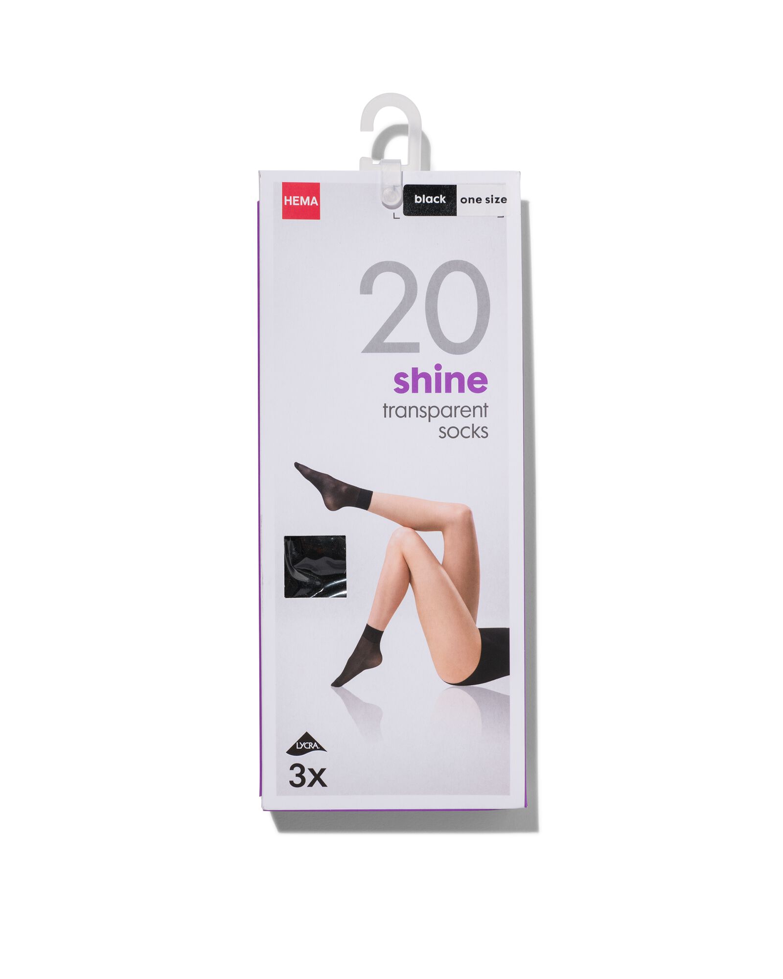 3er-Pack S&ouml;ckchen, leicht gl&auml;nzend, 20 Denier schwarz one size - 4032206 - HEMA