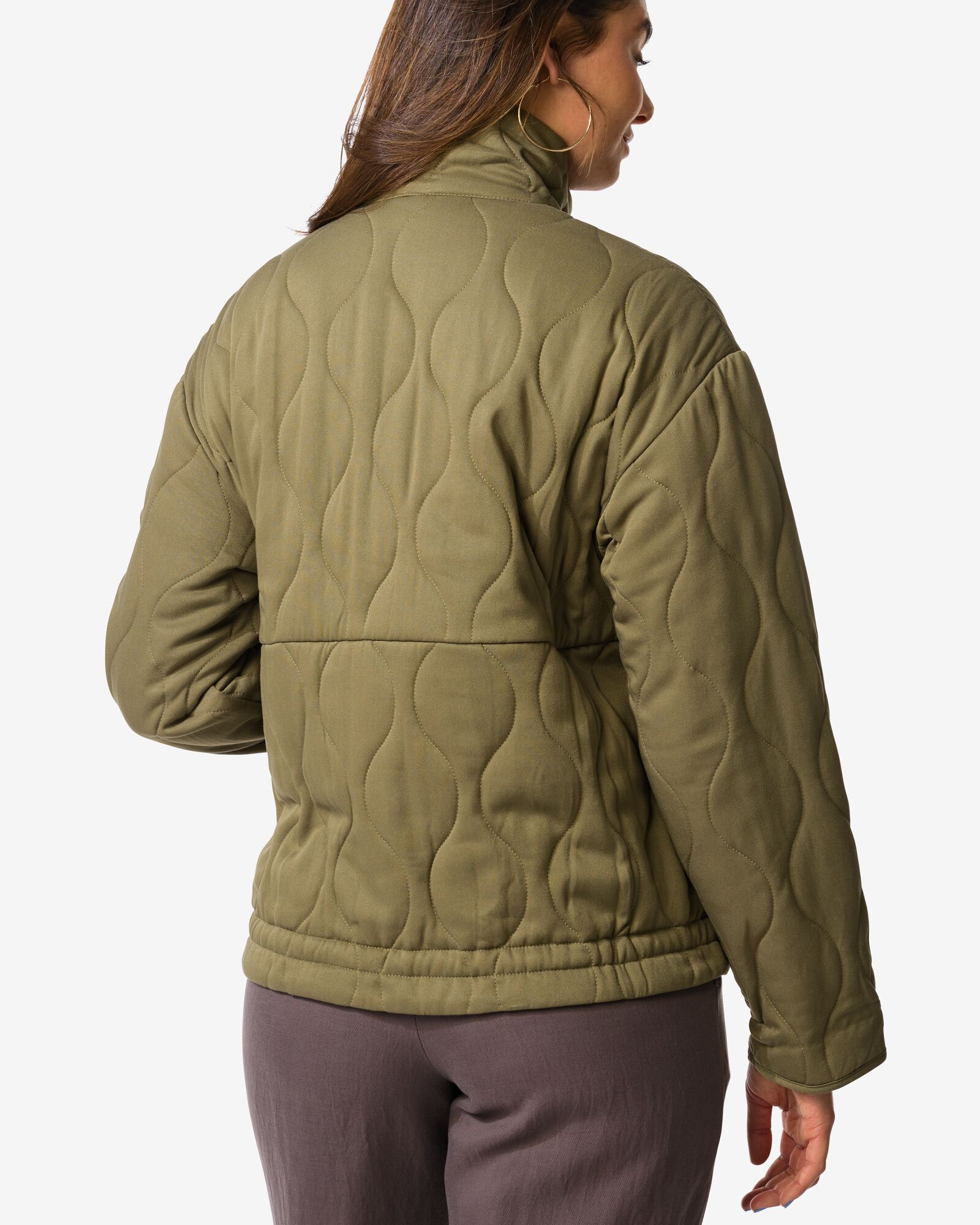 damesjas Jina gewatteerd donkergroen donkergroen - 36207430DARKGREEN - HEMA