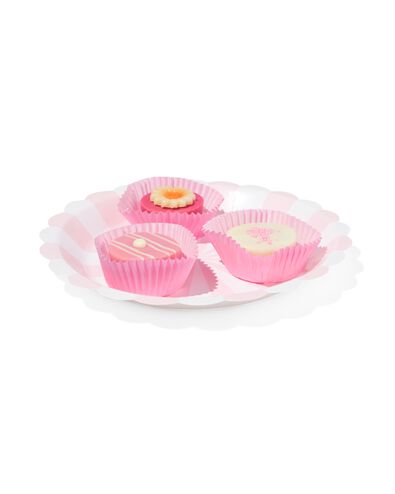 assiette à gâteau rose clair rayée lot de 8 - 14250072 - HEMA
