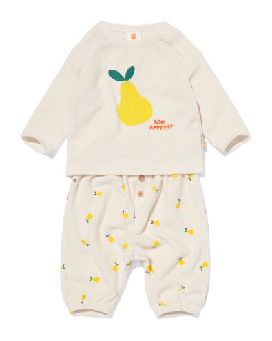 newborn kledingset broek en shirt met peren ecru 56 - 33481512 - HEMA