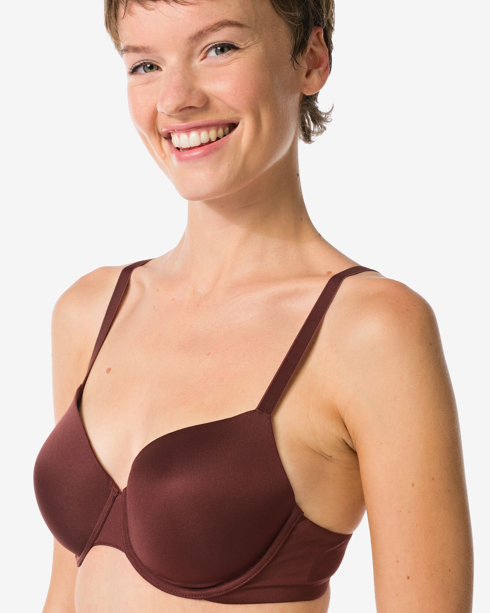 soutien-gorge pr&eacute;form&eacute; avec armatures micro recycl&eacute; marron fonc&eacute; marron fonc&eacute; - 21800616DARKBROWN - HEMA
