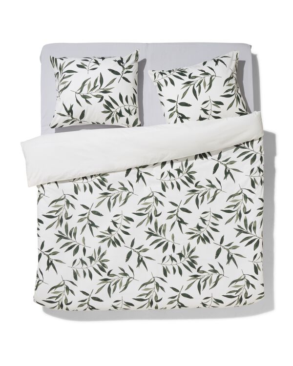 housse de couette 240x200/220cm coton doux branches d'olivier vert - 5790248 - HEMA