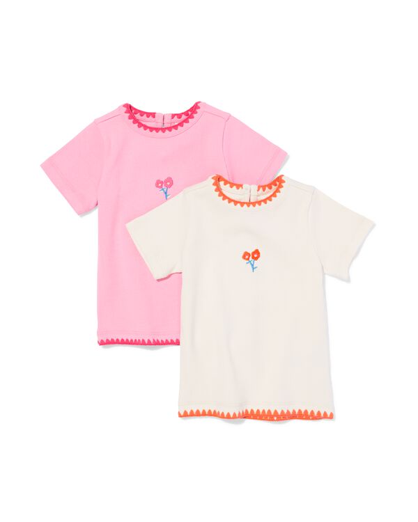 baby T-shirt rib - 2 stuks roze roze - 33085170PINK - HEMA