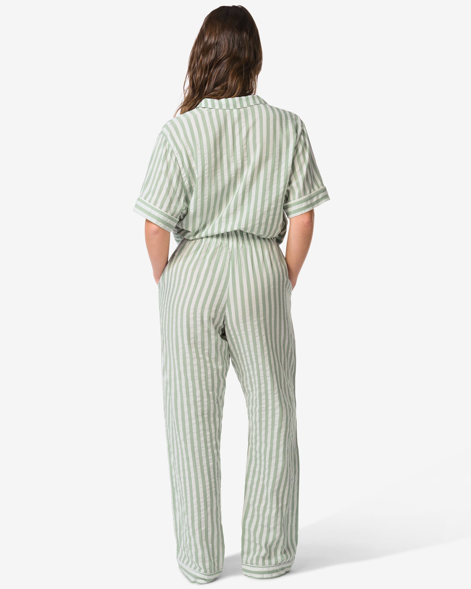 Damen-Pyjamahose aus Seersucker, gestreift gr&uuml;n gr&uuml;n - 23401760GREEN - HEMA