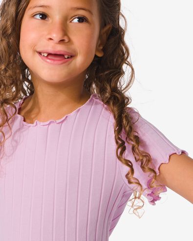 Kinder-T-Shirt, gerippt violett 146/152 - 30834045 - HEMA