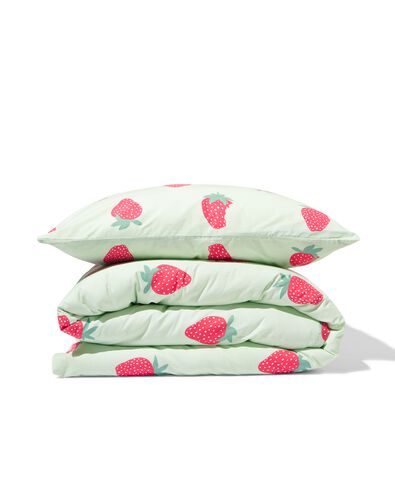 housse de couette enfant 140x200 coton doux fraises - 5730209 - HEMA