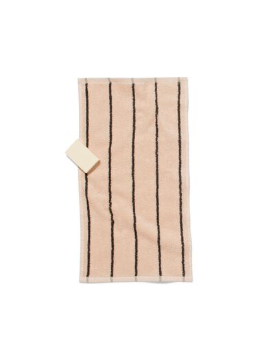 petite serviette 30x55 qualité épaisse marron clair avec rayure grise gris foncé petite serviette - 5254701 - HEMA