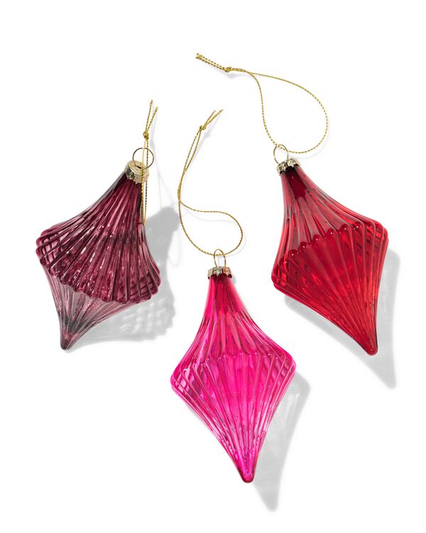 kerstballen set 10cm glas diamant - 3 stuks - 25100218 - HEMA