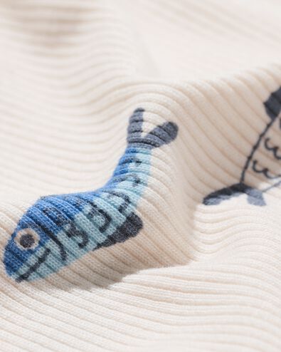 newborn meegroei overslag body rib visjes ecru ecru - 33450810ECRU - HEMA