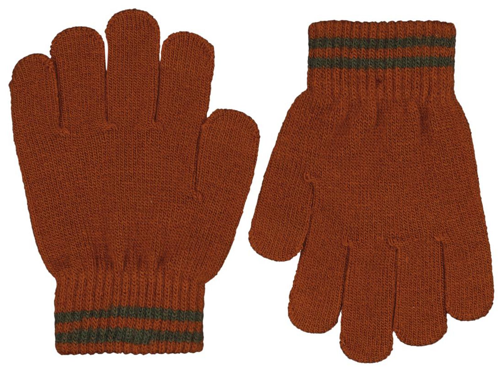 2 paires de gants enfant en maille vert foncé - HEMA