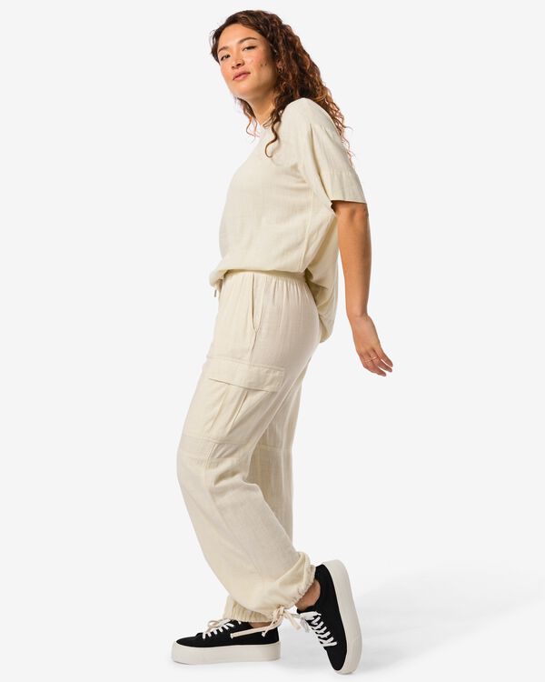 pantalon femme Riley avec lin blanc cassé blanc cassé - 36279565OFFWHITE - HEMA