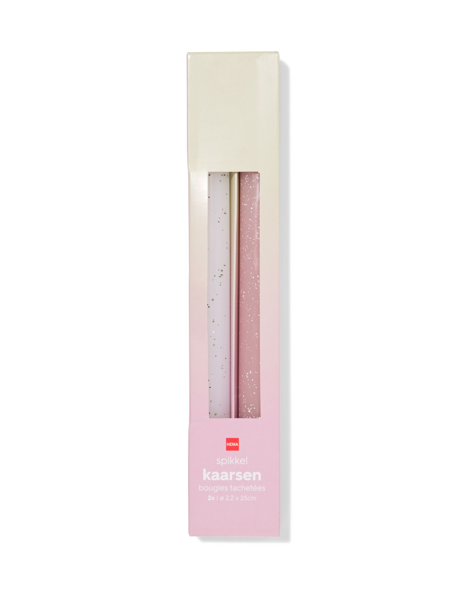 bougies longues ⌀2,2x25cm moucheture vert-rose - 2 pi&egrave;ces - 13506153 - HEMA