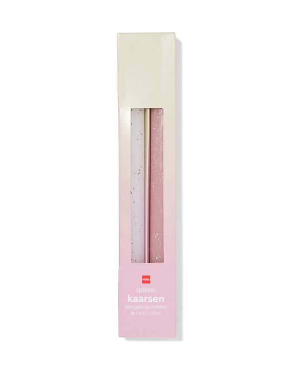 bougies longues ⌀2,2x25cm moucheture vert-rose - 2 pi&egrave;ces - 13506153 - HEMA