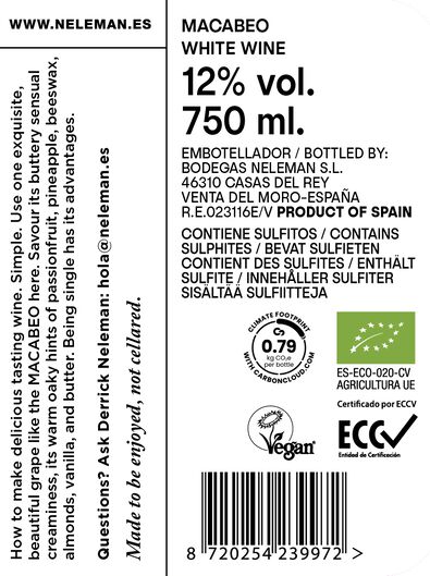 Neleman macabeo biologisch 0.75L - 17370070 - HEMA