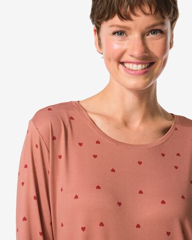 Damennachthemd, Mikrofaser, Herzen mittelbraun - 23408030MIDBROWN - HEMA