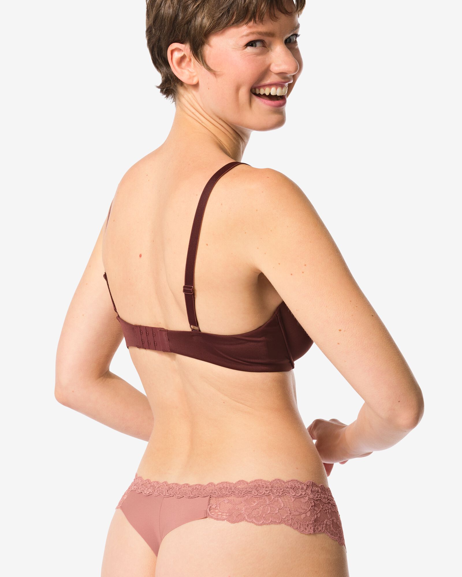 string femme microfibre et dentelle marron clair - 19641524LIGHTBROWN - HEMA