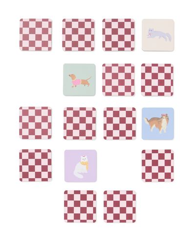 jeu de m&eacute;moire chats et chiens rose/aubergine - 61160251 - HEMA