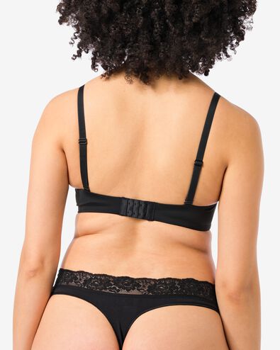 Damen-String nahtlos aus Mikrofaser mit Spitze schwarz schwarz - 19621229BLACK - HEMA