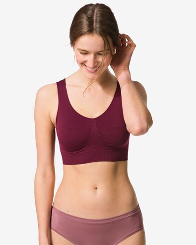 haut non pr&eacute;form&eacute; sans armature ni couture bordeaux - 21801090BURGUNDYRED - HEMA