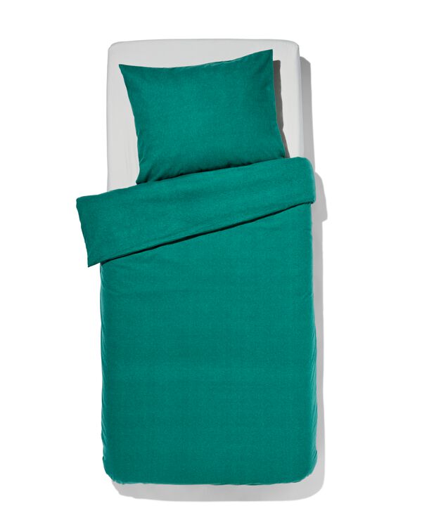 dekbedovertrek flanel 140x200/220 melange donker groen - 5770085 - HEMA
