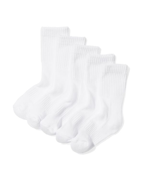 kinder sportsokken rib - 5 paar wit wit - 1000028441 - HEMA