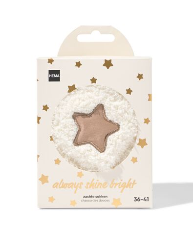 chaussettes d'int&eacute;rieur taille 36-41 peluche &eacute;toile cr&egrave;me - 61100309 - HEMA