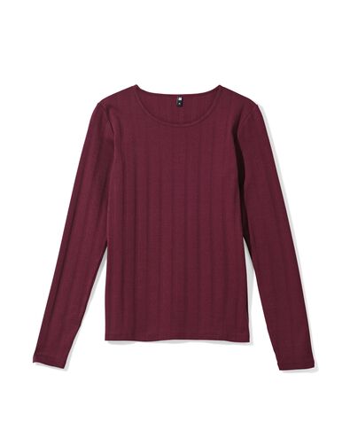 dames T-shirt Colette ajour bordeauxrood bordeauxrood - 36207530BURGUNDYRED - HEMA