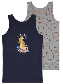2 Kinder-Hemden, Baumwollstretch dunkelblau dunkelblau - 1000028486 - HEMA