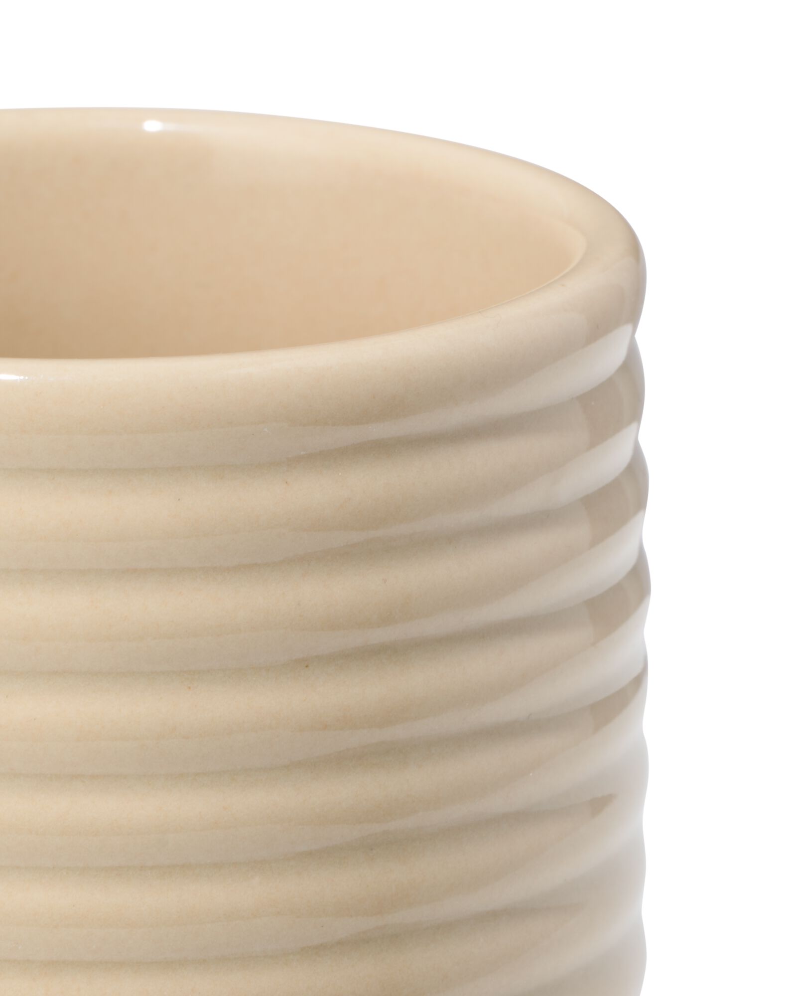 cache-pot ⌀7x6,6 cm c&eacute;ramique stri&eacute; beige - 13325020 - HEMA