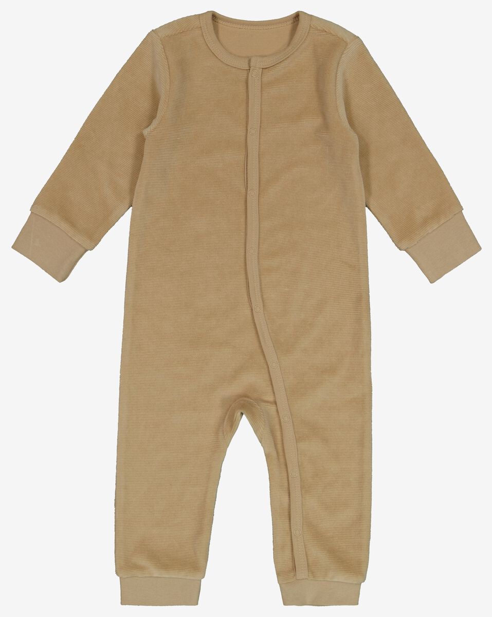 baby pyjama velvet rib bruin - 1000028714 - HEMA