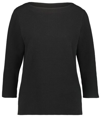 t-shirt femme relief noir - 1000021225 - HEMA