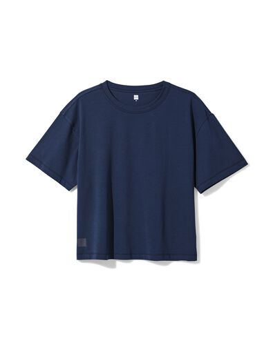 dames T-shirt boxy fit donkerblauw donkerblauw - 36000394DARKBLUE - HEMA
