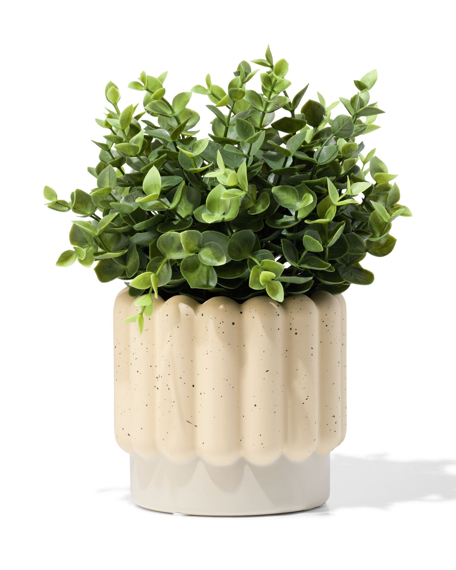 bloempot ⌀13x12.5cm keramiek ribbels grijs - 13325017 - HEMA